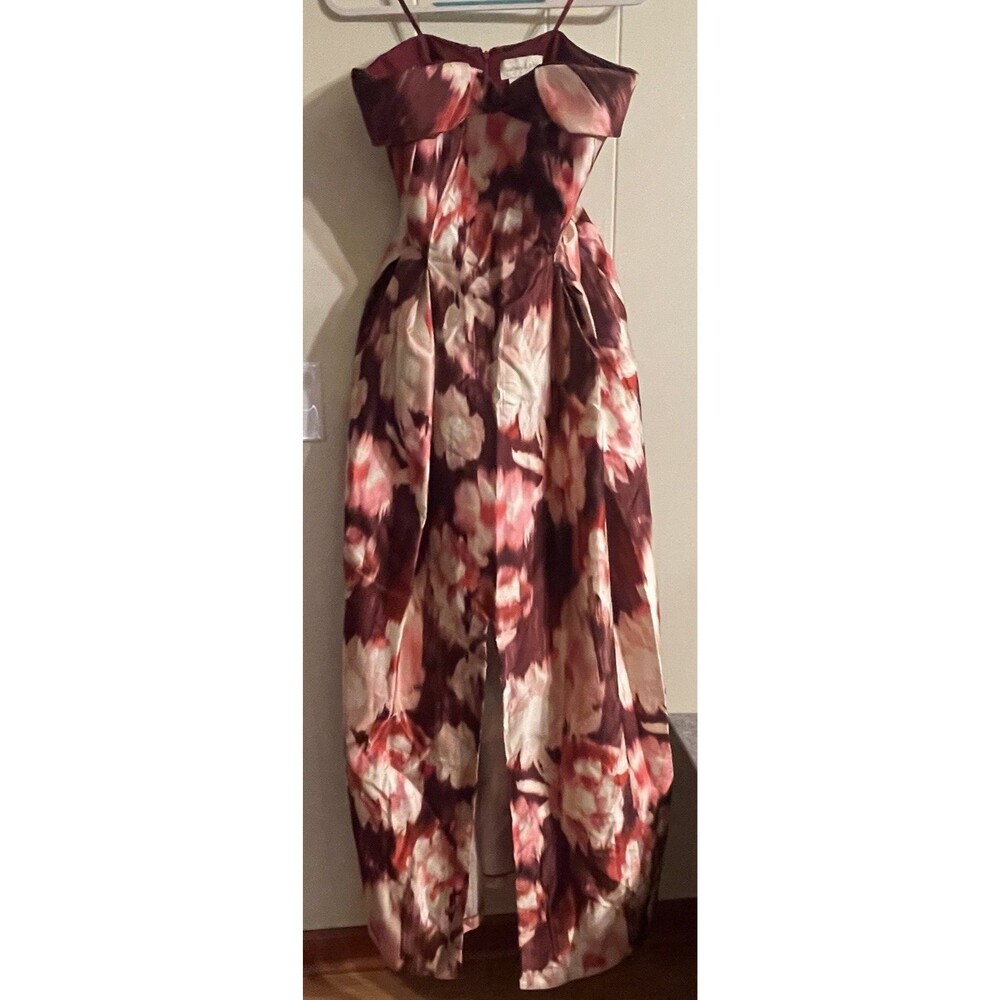 Sachin & Babi Brielle Strapless Dress/Gown Pink Floral Front Slit Pockets Sz 10